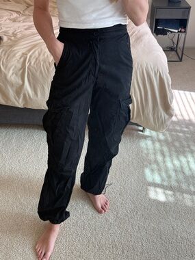 Black Parachute Pants for Women - Classic Utility Style